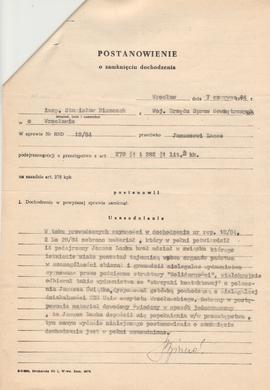 Postanowienie o zamknięciu postępowania