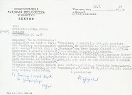 Pismo z Chrześcijańskiej Akademii Teologicznej w Warszawie