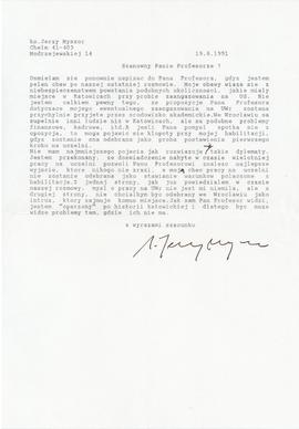List od Jerzego Myszora