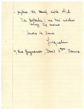 List od Jacqueline Prodhomme
