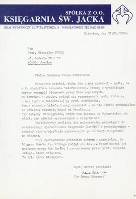 Pismo z Księgarni św. Jacka