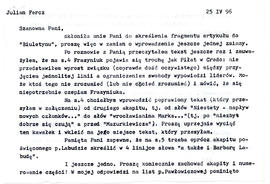 List od Juliana Fercza