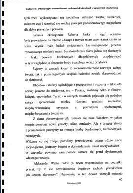 Kulturowe i urbanizacyjne uwarunkowania zachowań dewiacyjnych w aglomeracji wrocławskiej