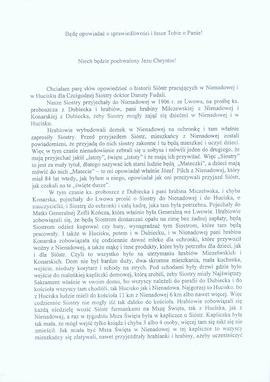 Wspomnienia Sióstr Zakonnych z Nienadowa i Huciska