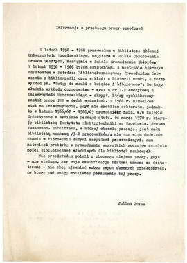 Pismo Juliana Fercza do władz Akademii Ekonomicznej